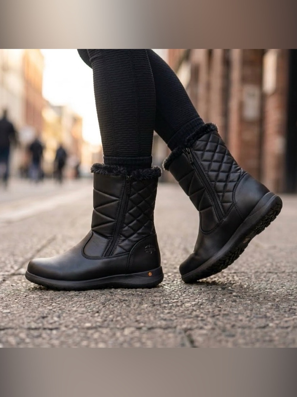 totes Black Quilted Faux-Fur Winter Mid-Calf Boots